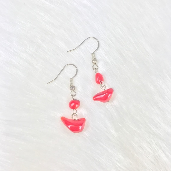 🚫SOLD🚫 NWOT Natural Red Coral Dangle Earrings - Picture 11 of 12